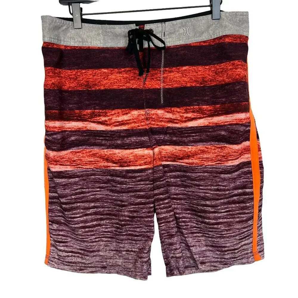 Hurley Phantom Board Shorts Chino Shorts Hybrid Size Large Orange Red Gray Black
